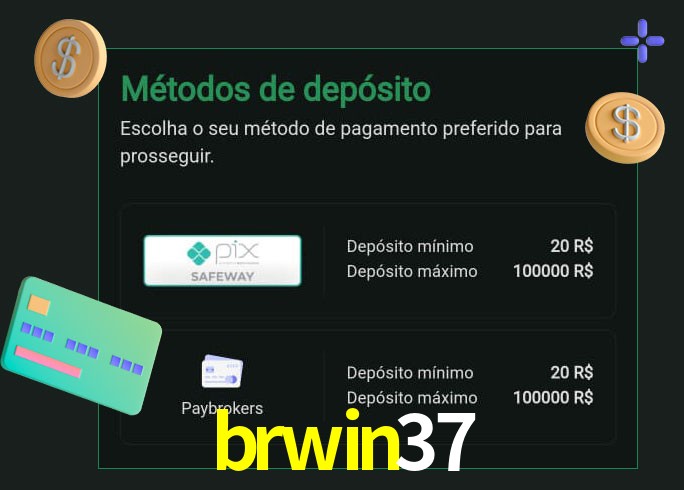 O cassino brwin37 oferece uma grande variedade de métodos de pagamento